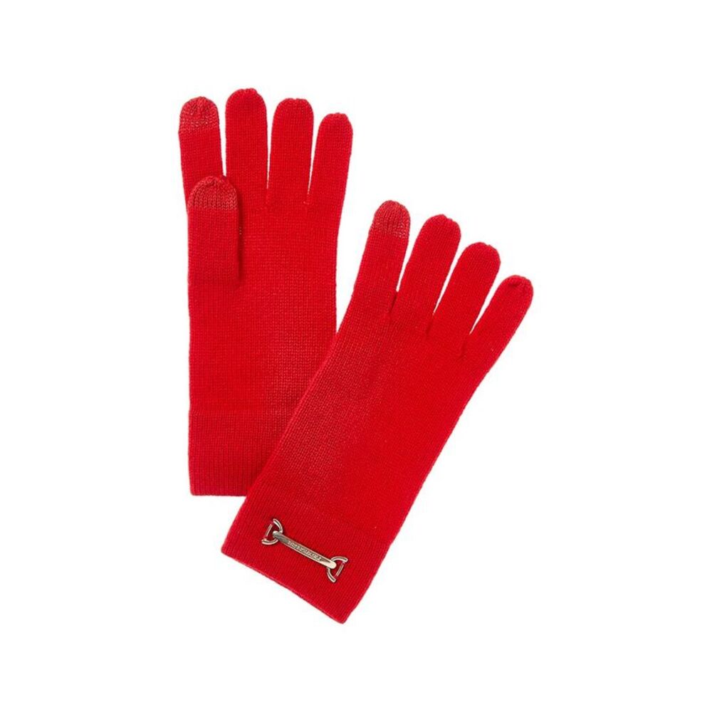 Bruno Magli Horsebit Knit Cashmere Gloves, Red